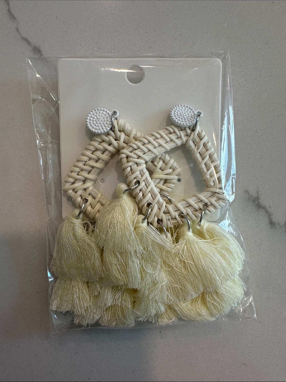 Handwoven Ivory Tassel Drop Earrings - Women Jewelry